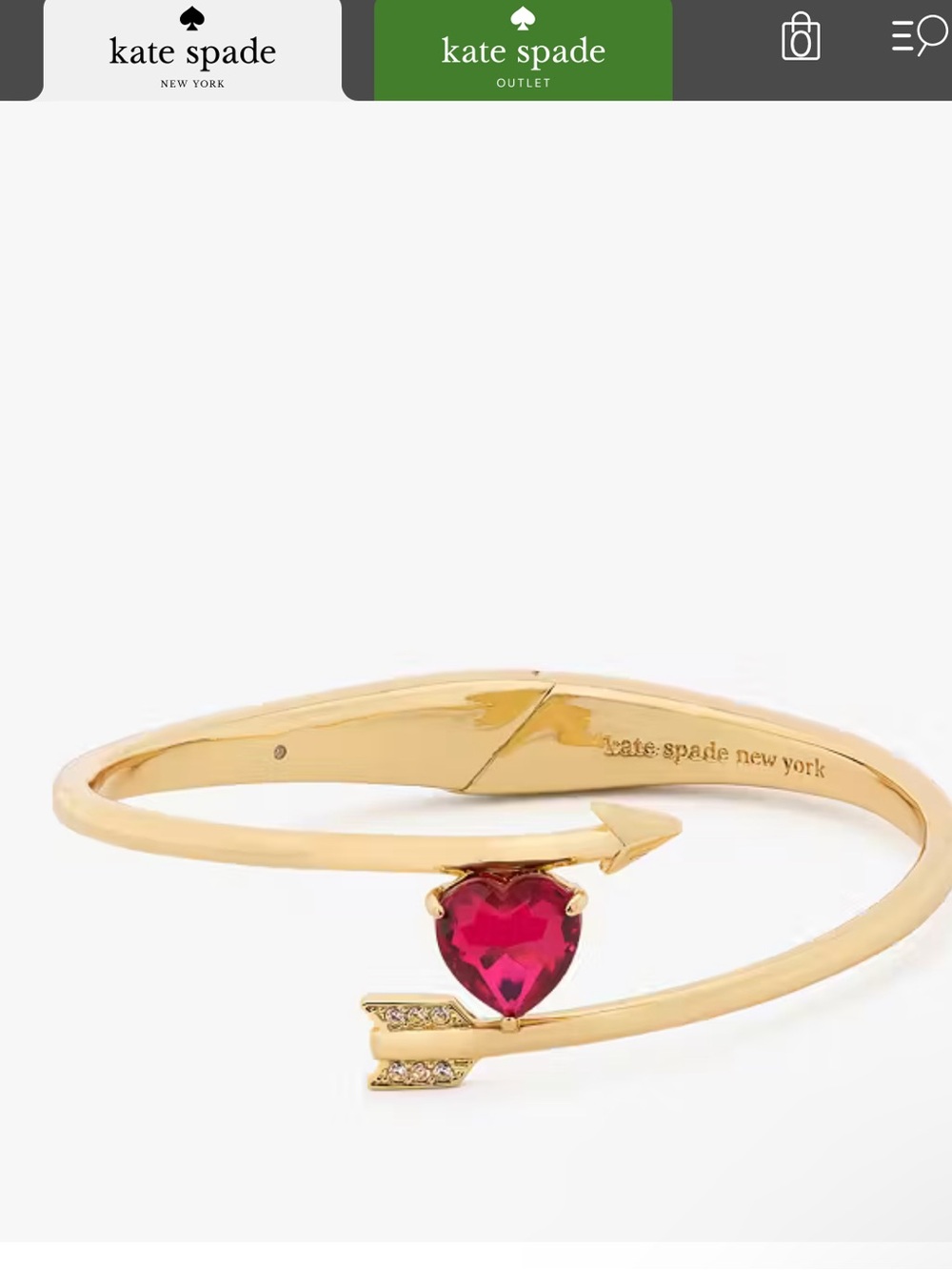 Kate Spade Lovestruck Heart And Arrow Hinged Cuff